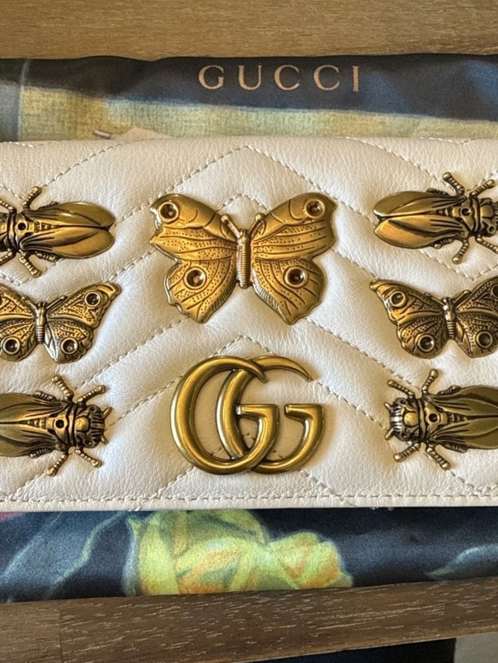 Gucci GG Marmont Cream 3 Way Mini Animalier Matelass'e Crossbody Purse - Picture 5 of 7